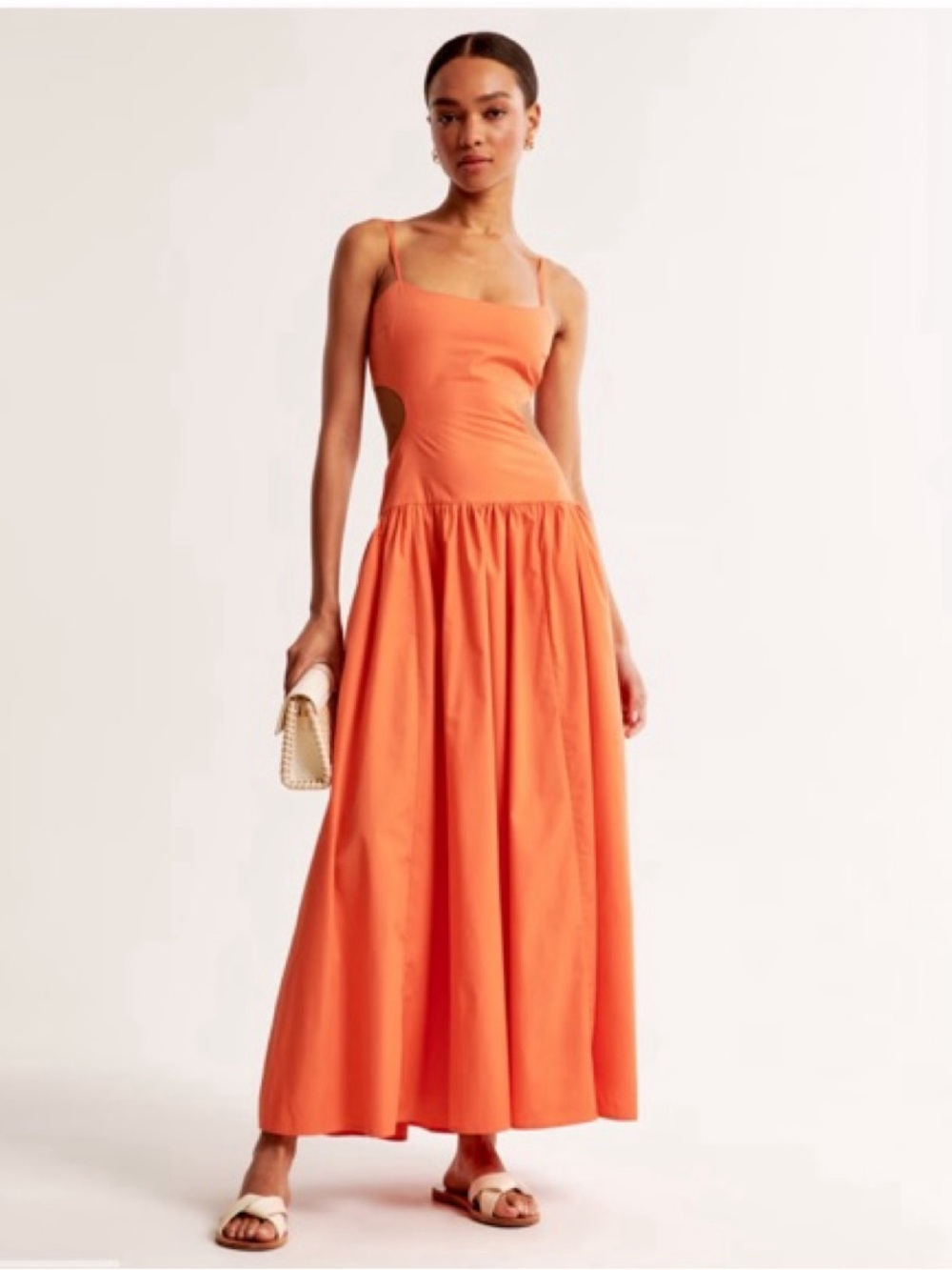 Abercrombie Orange Drop Waist Cutout Dress - Picture 1 of 5